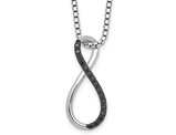 1/10 Carat (ctw) Black Diamond Drop Infinity Pendant Necklace in Sterling Silver with Chain